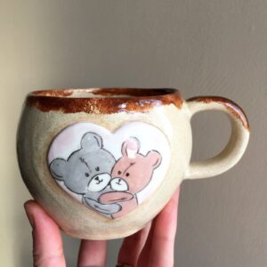 чашка сердце мишки купить